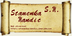 Stamenka Mandić vizit kartica